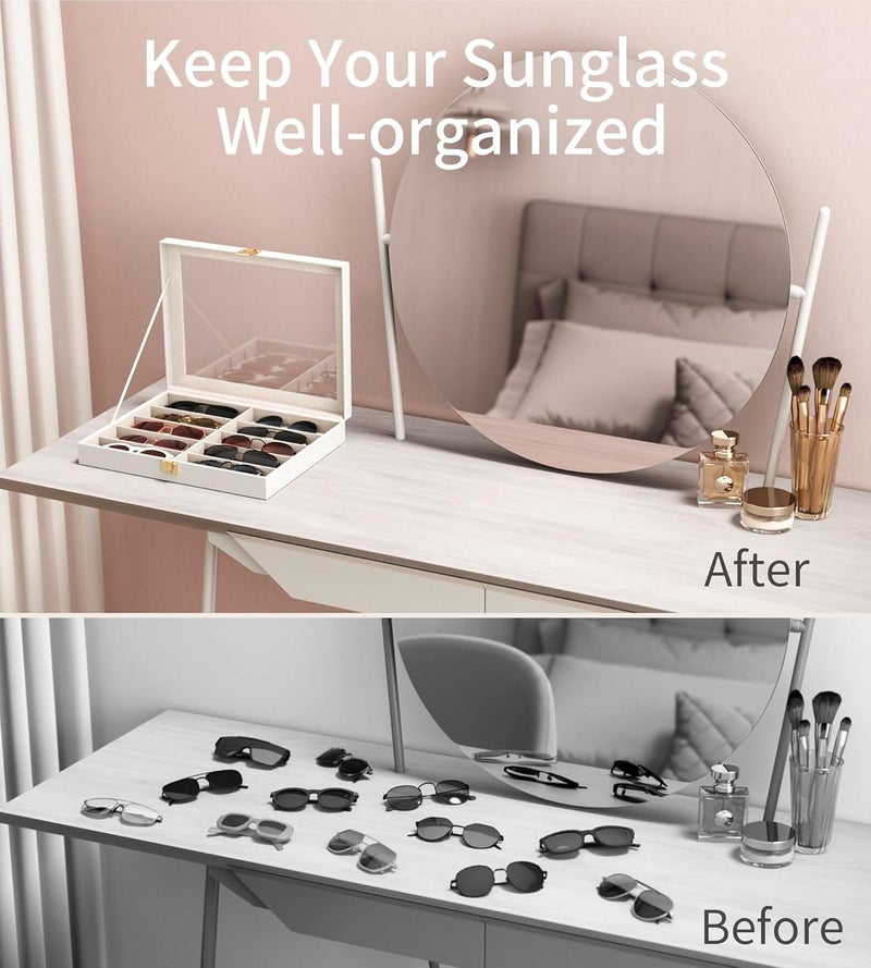 NEWLOOP Store 10/30 Slots Sunglass Organizer for Multiple Pairs of Eyeglass See-through Display Case Storage Box for Women Men - Image 4